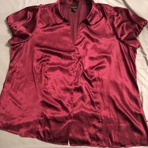 Lane Bryant Satin stretch blouse in dark rose pink